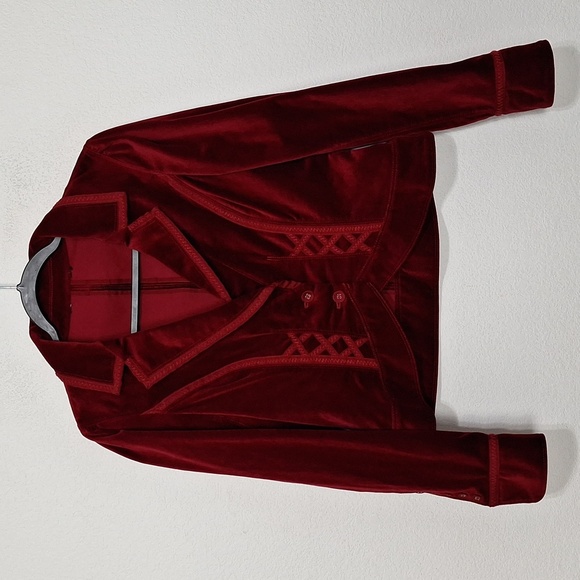 White House Black Market Red Burgundy Romantic Velvet Jacket Approx. Size S - Picture 1 of 14